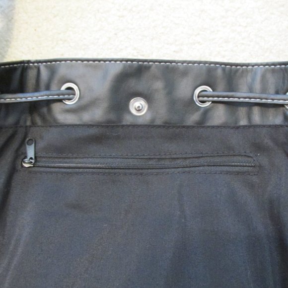 AVON PURSE BLACK BAG METAL EYELETS PUNK HOBO DRAWSTRING LARGE SHOULDER - Picture 8 of 12